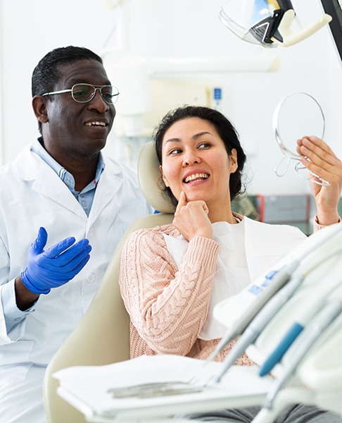 Woman smiling at the dentist